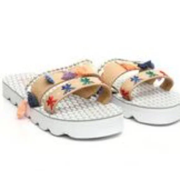 Colorful Fringed Slip-On Sandals Women main image 3